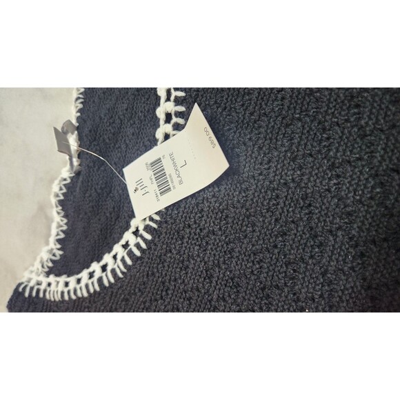 J.Jill Women's Size Large Black White Hand Embroidered Trim Sweater Tunic NWT - Picture 3 of 9